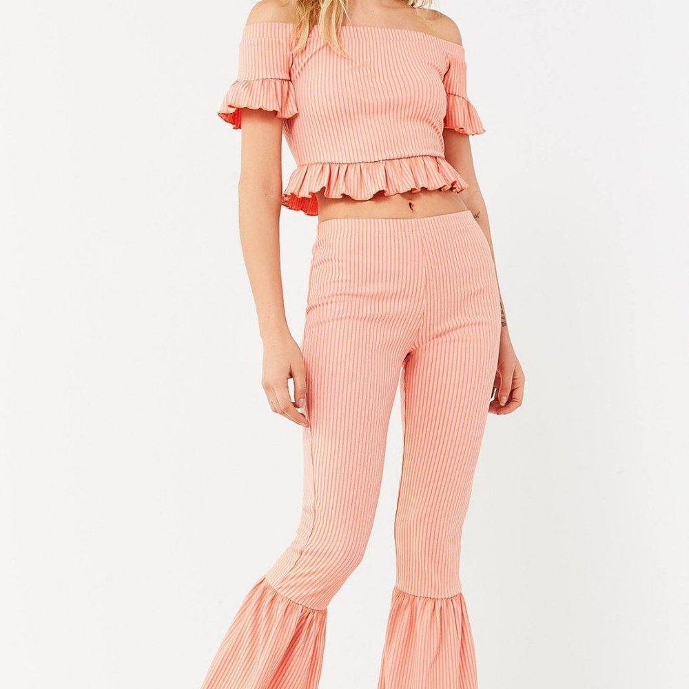 Peach Ruffle Pants Set